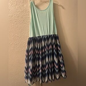 Mint and Navy Chevron Kids Dress